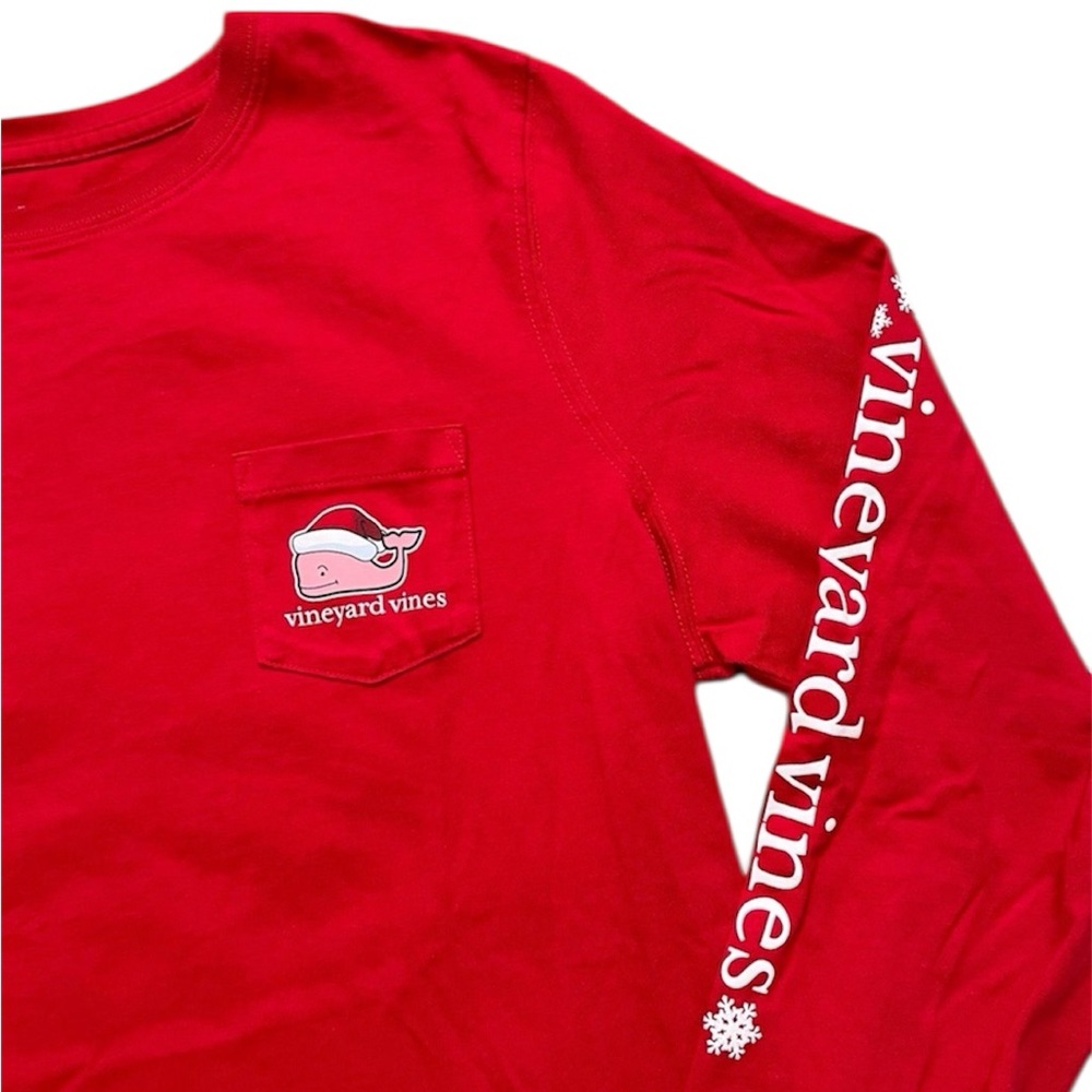Vineyard Vines Santa Whale Long Sleeve Pocket Tee T-Shirt M Medium